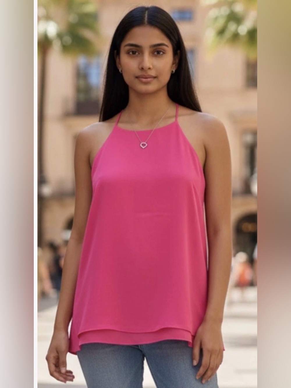 Paper Crane Vibrant Pink High-Neck Spaghetti Strap Cami NWOT (45.00)